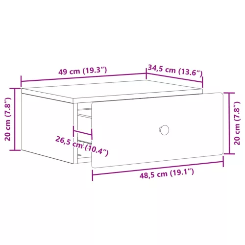  Fali éjjeli szekrény 2 pcs Fehér 49 x 34,5 x 20 cm Szerelt Fa