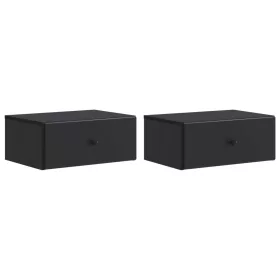    Fali éjjeli szekrény 2 pcs Fekete 49 x 34,5 x 20 cm Szerelt Fa