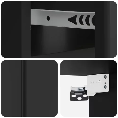  Fali éjjeli szekrény 2 pcs Fekete 49 x 34,5 x 20 cm Szerelt Fa