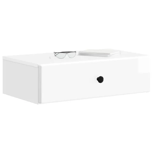  Fali oldaltábla Magasfényű Fehér 59 x 34,5 x 17 cm Szerelt Fa