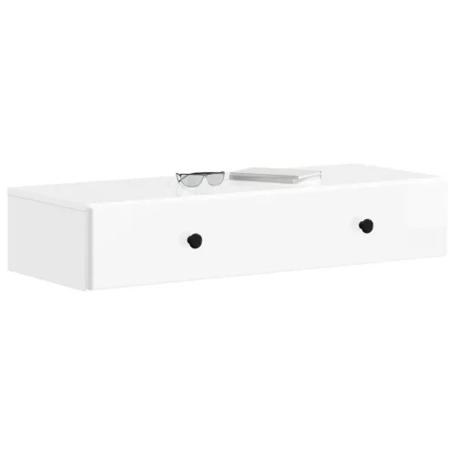  Fali oldaltábla Magasfényű Fehér 87,5 x 34,5 x 17 cm Szerelt Fa