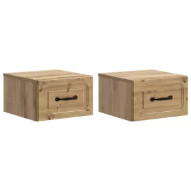    Fali éjjeli szekrény 2 pcs Kézműves Tölgy 34,5 x 33 x 20 cm