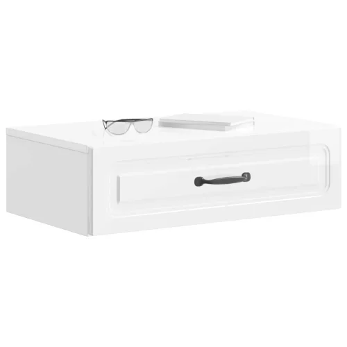  Fali oldaltábla Magasfényű Fehér 59 x 34,5 x 17 cm Szerelt Fa