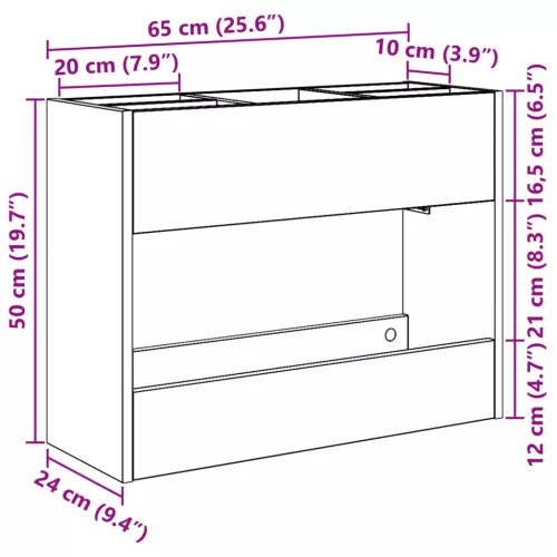  Napernyő Állvány tárolóval Fehér 65 x 24 x 50 cm Faanyag