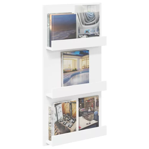  Magazin állvány polcokkal Fehér 51 x 11 x 102 cm Faanyag