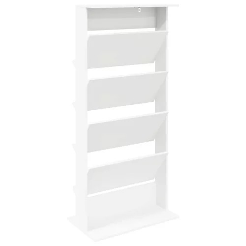  Magazin állvány polcokkal Fehér 70 x 41 x 156 cm Faanyag