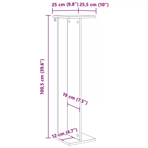  Növényállvány 2 pcs Fekete Tölgy 25 x 25,5 x 100,5 cm