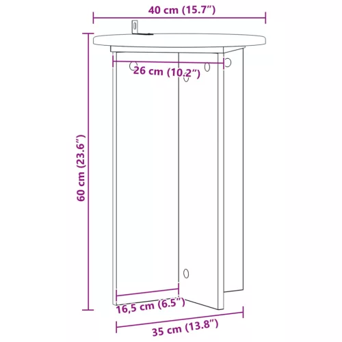  Növényállvány 2 pcs Fekete Ø40 x 60 cm Szerelt Fa