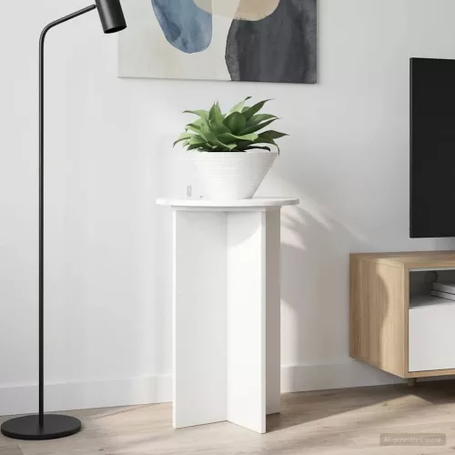  Növényállvány 2 pcs Magasfényű Fehér Ø40 x 60 cm Szerelt Fa