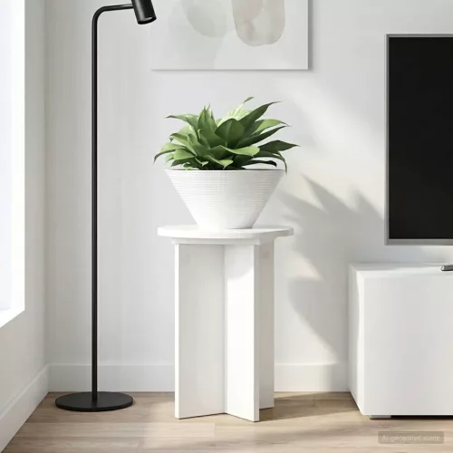  Növényállvány 2 pcs Magasfényű Fehér Ø29,5 x 40 cm Szerelt Fa