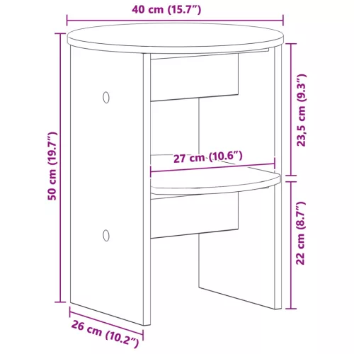  Oldalsó szekrény 2 pcs Fehér Ø40 x 50 cm Mérnöki fa