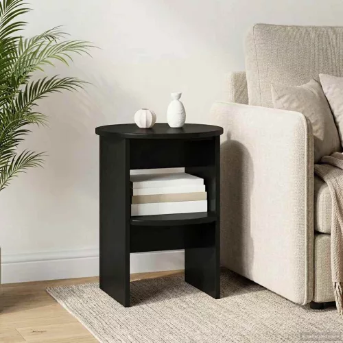  Oldalsó szekrény Fekete Ø40 x 50 cm Mérnöki fa