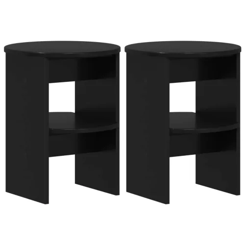  Oldalsó szekrény 2 pcs Fekete Ø40 x 50 cm Mérnöki fa