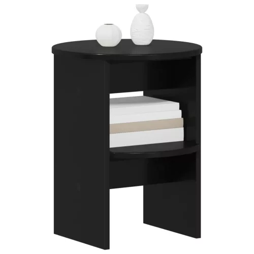  Oldalsó szekrény 2 pcs Fekete Ø40 x 50 cm Mérnöki fa