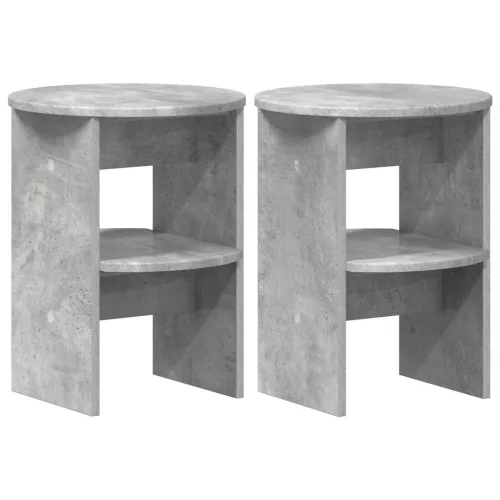  Oldalsó szekrény 2 pcs Beton Szürke Ø40 x 50 cm Mérnöki fa