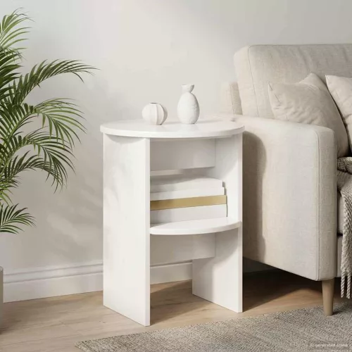  Oldalsó szekrény 2 pcs Magasfényű Fehér Ø40 x 50 cm Mérnöki fa