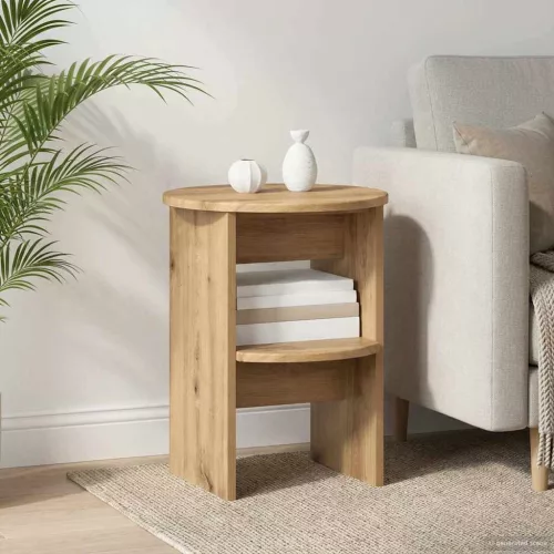  Oldalsó szekrény 2 pcs Kézműves Tölgy Ø40 x 50 cm Mérnöki fa