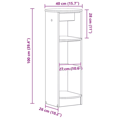  Oldalsó szekrény Magasfényű Fehér 40 x 40 x 100 cm Mérnöki fa