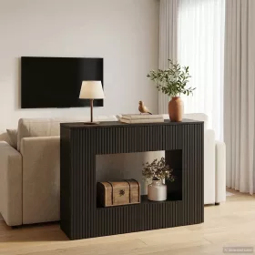  Konzolasztal Csíkos Fekete 101 x 29 x 74 cm Mérnöki fa
