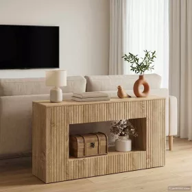    Konzolasztal Csíkos Sonoma tölgy 101 x 29 x 74 cm Mérnöki fa