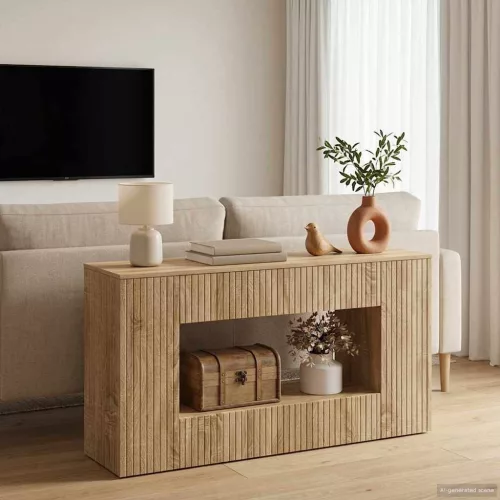  Konzolasztal Csíkos Sonoma tölgy 101 x 29 x 74 cm Mérnöki fa