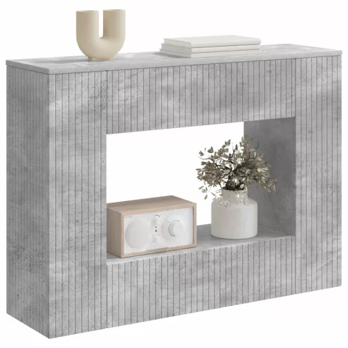  Konzolasztal Csíkos Beton Szürke 101 x 29 x 74 cm Mérnöki fa