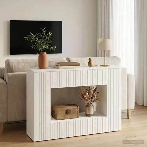  Konzolasztal Magasfényű Fehér 101 x 29 x 74 cm Mérnöki fa