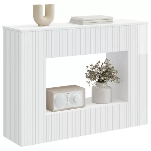  Konzolasztal Magasfényű Fehér 101 x 29 x 74 cm Mérnöki fa