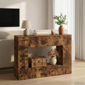    Konzolasztal Csíkos Füstölt Tölgy 101 x 29 x 74 cm Mérnöki fa