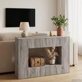    Konzolasztal Csíkos Szürke Sonoma 101 x 29 x 74 cm Mérnöki fa