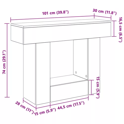  Füstölt Tölgy 101 x 30 x 74 cm