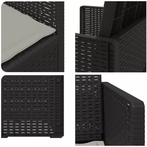  Kerti étkező székek 2 pcs Antracit és Világosszürke PP