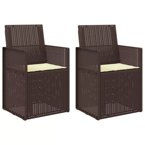  Kerti étkező székek 2 pcs Barna és Krém színű PP