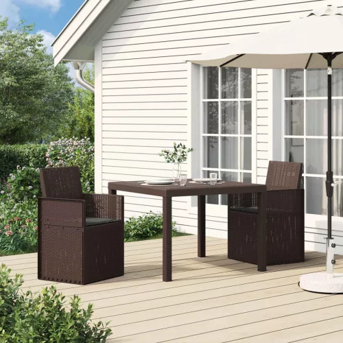  Kerti étkező székek 2 pcs Barna és Antracitszürke PP