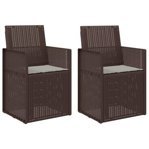  Kerti étkező székek 2 pcs Barna és Világosszürke PP