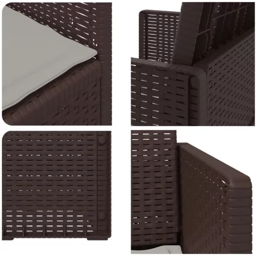  Kerti étkező székek 2 pcs Barna és Világosszürke PP