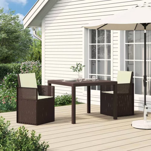  Kerti étkező székek 2 pcs Barna és Krém színű PP