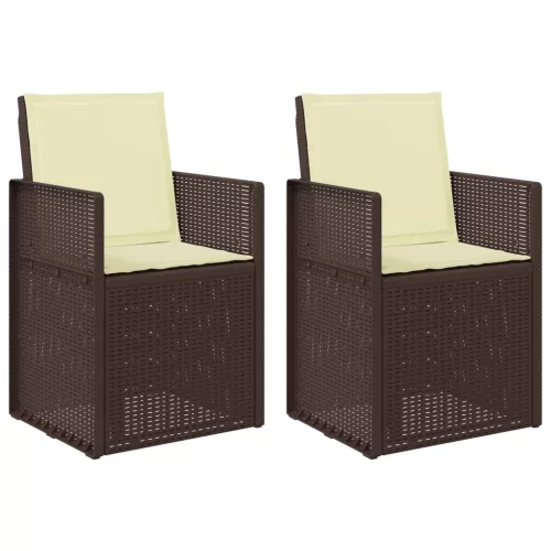  Kerti étkező székek 2 pcs Barna és Krém színű PP