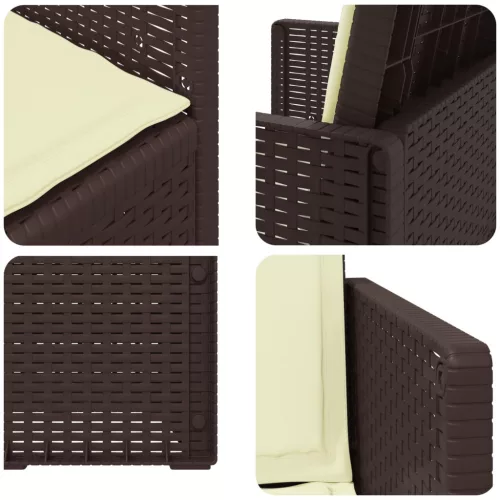  Kerti étkező székek 2 pcs Barna és Krém színű PP