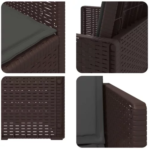  Kerti étkező székek 2 pcs Barna és Antracitszürke PP