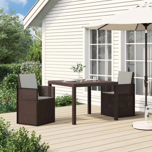  Kerti étkező székek 2 pcs Barna és Világosszürke PP