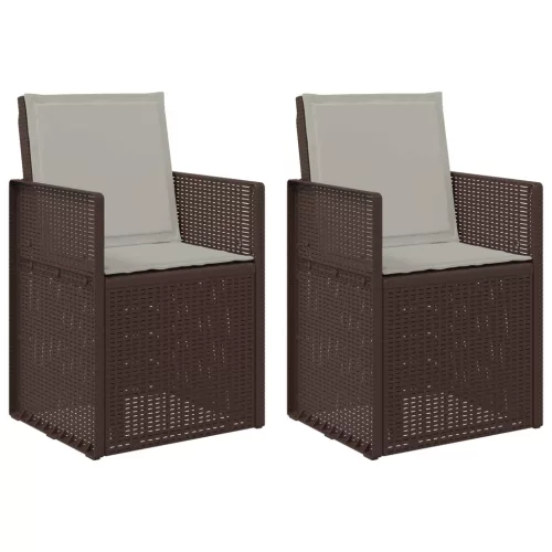  Kerti étkező székek 2 pcs Barna és Világosszürke PP