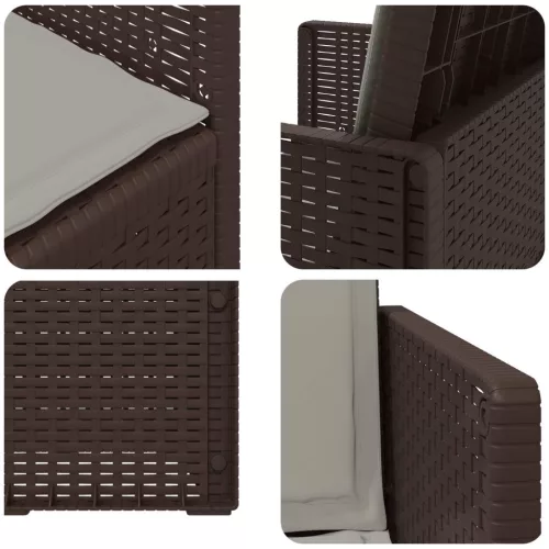  Kerti étkező székek 2 pcs Barna és Világosszürke PP