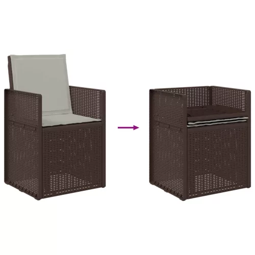  Kerti étkező székek 2 pcs Barna és Világosszürke PP