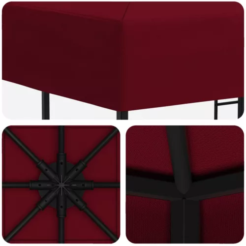  Pavilon 3 x 3 m Burgundi Poliészter és acél 190 gsm