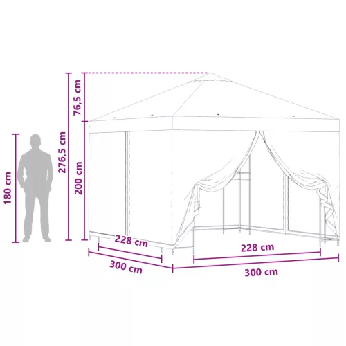  Kerti pavilon oldalfalakkal 3 x 3 m Narancssárga