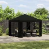  Pavilon 3 x 3 m Fekete Poliészter és acél 190