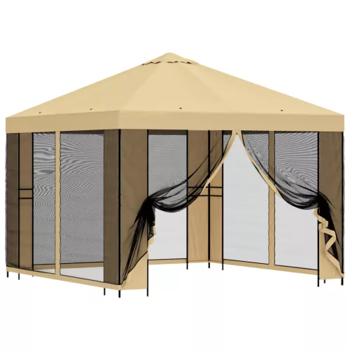  Kerti pavilon oldalfalakkal 3 x 3 m Krémszínű