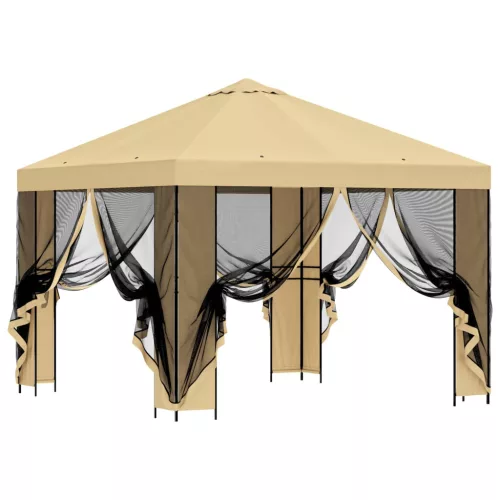  Kerti pavilon oldalfalakkal 3 x 3 m Krémszínű