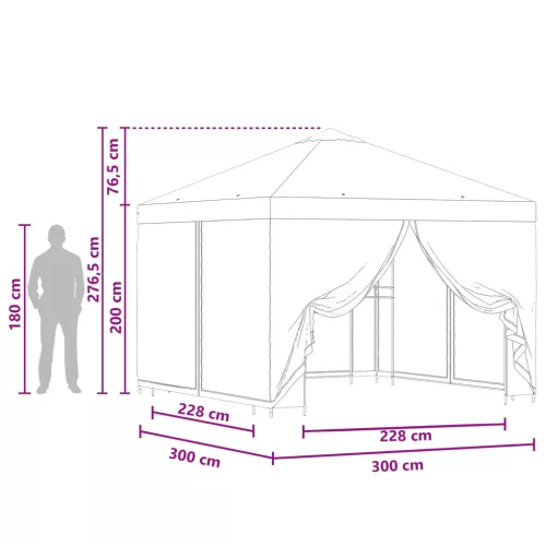 Kerti pavilon oldalfalakkal 3 x 3 m Terrakotta